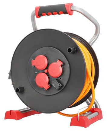 BACHMANN Profi-Kabeltrommel 3xCEE7/3 H07BQ-F 3G 2,5mm² 1xUSB 40,0m