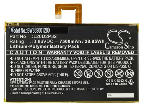 vhbw Batería Compatible con Lenovo Tab P11, Tab P11 5G, TB-J606F, TB-J607Z Tablet, Pad (7500 mAh, 3,86 V, Li-Poli)