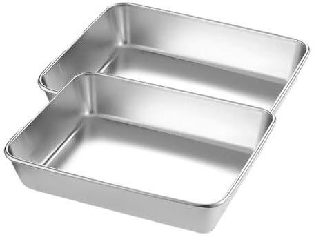 Teglia quadrata in acciaio inox con coperchio, set di teglie da forno, teglia in acciaio inox per uso intensivo (con coperchio)