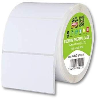 Double Dragon, Thermodirekt-Etiketten, 101 mm x 50,4 mm, Premium-Beschichtung, selbstklebend, für Zebra-, Munbyn-Drucker, 1.000 Stück