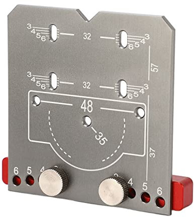 Yosoo Health Gear Door Hinge Jig, Cabinet Door Hinge Template, Aluminum Alloy Hinge Drilling Guide, Cabinet Door Hinge Drill Hole Locator Hinge Mounting Plate Woodworking Hole Drill Locator