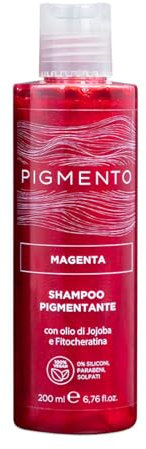 Pigmento, Shampoo Pigmentante per Capelli Naturali o Colorati, con Olio di Jojoba e Fitocheratina, Formula Nutriente, 100% Vegan e Senza Parabeni, Rosso Magenta 200 ml