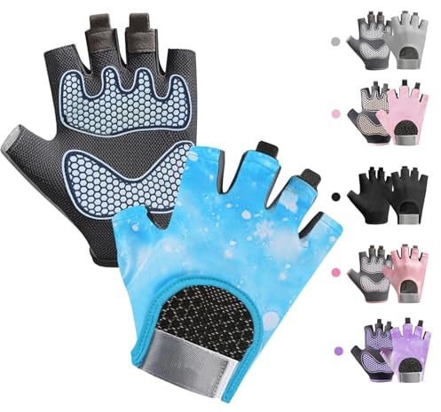 CubePlug Boys Girls Non-Slip Cycling Gloves Half Finger - Padded Grips Palm for Unisex Children, Ideal for Summer Riding, MTB, Bike, Sports, Hiking, Climbing, and Gym