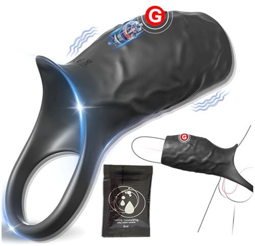 Couples Male Adult Sex Toys - All Liquid Silicone Soft Vibrating Penis Sleeve Cock Ring, Pleasure Penis Ring Vibrator Penis Extender for Penis Testicles G Spot Stimulation, LNIIY Sex Toy Game for Men