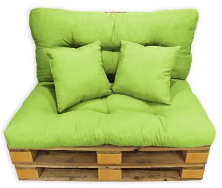 Acomoda Textil - Cojines Sofá Palets. Conjunto 4 Piezas para Palet, Asiento 120x80 cm + Respaldo + 2 Cojines. Cómodo y Elegante para Interior y Exterior, NO Incluye PALETS. (Pistacho)