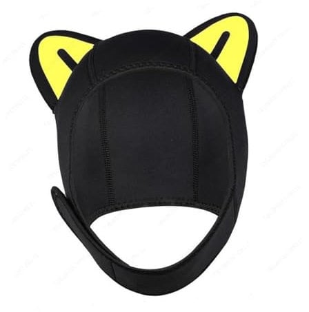 rockible Tauchhaube Kappe, Niedliche Neoprenhaube Tauchhaube, Surfkappe Neopren Tauchanzug Haube, Wetsuit Hood Durable Stretchy Diving Cap für Segeln Kajak Kanu, Schwarz gelbes Ohr S