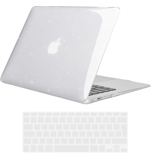 TECOOL Hülle Kompatibel mit Alten MacBook Air 13 Zoll 2010-2017 (A1466 A1369), Ultradünne Schutzhülle Hartschale Case mit Tastaturschutz (EU Layout), Glitzer Klar