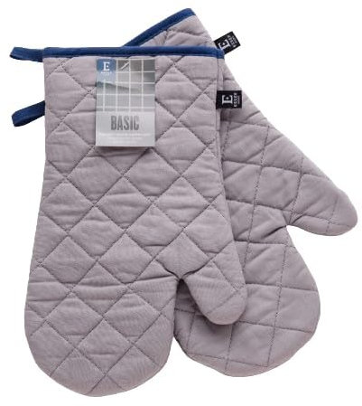 ESSEX - Ofenhandschuhe Hitzebestaendig, Modernes Weihnachten Topflappen Handschuh Set, aus Baumwolle, 19 x 30 cm, Ausgezeichneten Qualität - Basic, Grau