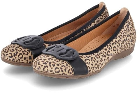 Gabor Damen Klassische Ballerinas, Frauen Flats,Ballerinen,Halbschuhe,Sommerschuhe,Slipper,Ballerina-Schuhe,flach,Natur/schwarz,37 EU / 4 UK