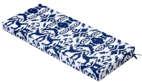 PRIMEPATIO Outdoor Garden Bench Cushion, Patio Waterproof Long Bench Cushion, Patio Loveseat Furniture 3 Seater Chair Pad with Ties, Window Seat Sofa Replacement Pads, Navy, 108x45cm