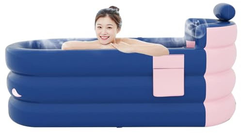 Bañera inflable para exteriores e interiores, bañera de spa plegable portátil con reposacabezas, soporte lumbar y bolsillo de almacenamiento lateral, bañera independiente para el hogar