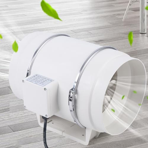 Loobiiny Rohrventilator Vents Gebläse Rohrlüfter Ventilator Kanallüfter Lüfter Motor Abluftventilator für Growzelt Growbox Hydrokultur Belüftung (200mm)