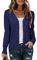 Arach&Cloz Women's Cardigans Long Sleeve Lightweight Ladies Knit Tops Button Down V Neck Shrugs Navy,L