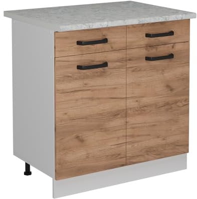 Vicco Mobiletto base per cucina R-Line, Quercia dorata, 80 cm PL Marmo