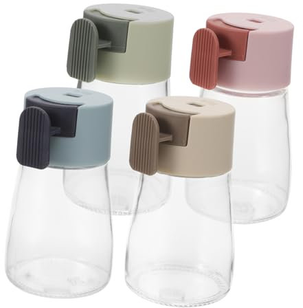 PHENOFICE 4pezzi Barattoli Per Spezie in Vetro Contenitori Da Cucina Piccoli Per Condimenti Bottiglie Porta Spezie Saliere Per Barbecue e Uso Esterno