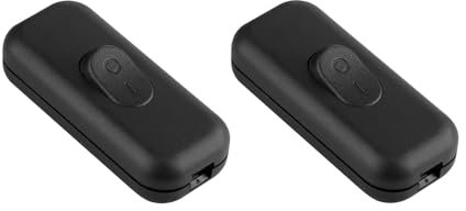 Schwarz Wippschalter, 6A, 2-polig und 3-polig, für Kleingeräte oder Lampen, 2 Stück