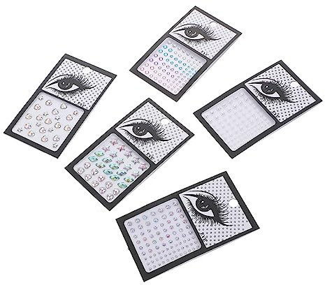 Alasum 5 Blätter Strass Aufkleber Gesichtsjuwelen Ohrstecker Zum Aufkleben Für Mädchen Mehrfarbige Kristall Perlen Hautfreundlich Geeignet Für Weihnachten Und Halloween