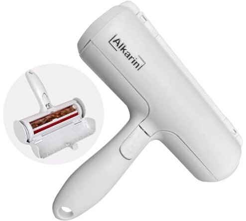 Alkarin Premium Reusable Pet Hair Remover Roller for Dogs & Cats - Easy Clean Lint Brush for Carpets, Grooming, Clothes, Furniture, Rugs, Sofa, Bedding – White