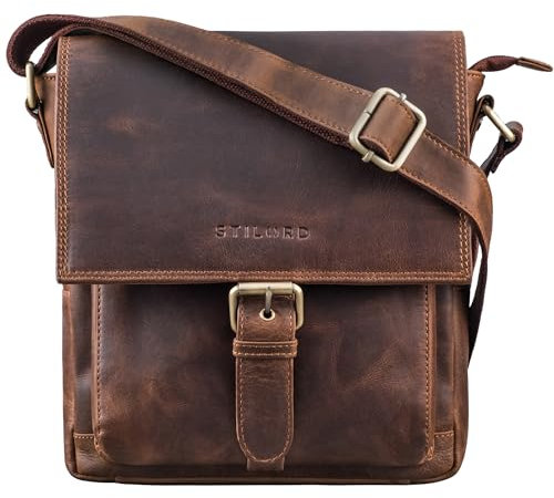 STILORD 'Nevio' Herrentasche Leder Umhängetasche kleine Messenger Bag elegante Handtasche im Vintage Design Schultertasche für 10.1 Zoll Tablet iPad echtes Leder, Farbe:soria - braun