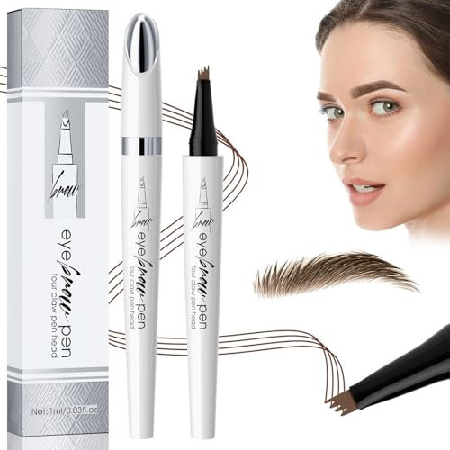 Augenbrauenstift Wasserfest, Magischer Microblading Augenbrauenstift Dunkelbraun Eyebrow Pencil mit 4 Gabelspitze Applikator, Erzeugt Mühelos Natürlich Aussehende Brauen (1#-Hellbraun)