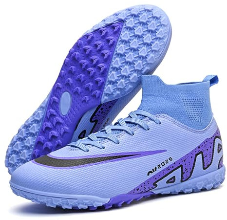 XJITIGER Scarpe da calcio alte da uomo: scarpe da calcio professionali Spikes – Microfibra Cleats – Outdoor giovani bambini Athletics Turf Scarpe da allenamento, viola., 39 EU