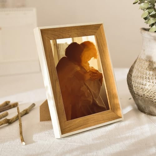 Epinki Fotorahmen Walnuss, Bilderrahmen Horizontal & Vertikal, Rechteck Zertifikatsrahmen aufstellen Benutzt Holz & Harz & Glas Holzbilderrahmen, Fotogröße 20x25cm