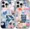Phoona 2 Pack Cute Bow Case for iPhone 15 Pro Max 6.7, European Collage Preppy Summer Girly Design Pattern for Girls Women, Slim Soft Silicone Shockproof Bumper Protector Cover, Blue 01