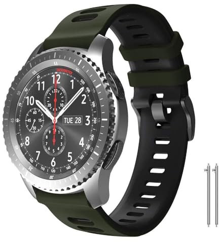MURVE Cinturino di ricambio per Gear S3 Frontier/Classic Galaxy Watch 46 mm, 22 mm, in morbido silicone per Gear S3 Frontier/S3 Classic/Galaxy Watch 3 45 mm/Ticwatch Pro S2/E2, Misura unica, Agata