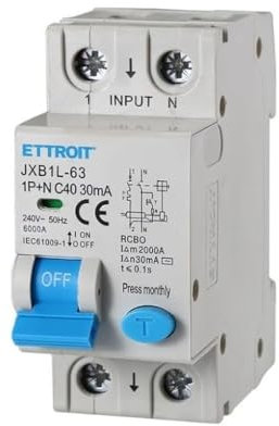 IXTRIMA Interruptor magnetotérmico diferencial 1P + N 40A 30mA 220V-6KA 2 módulos 30mA para carril DIN - Protección circuitos y seguridad instalaciones