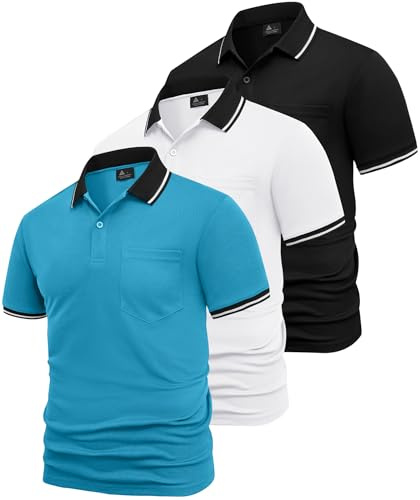 SwissWell 3er Pack Poloshirt Herren Kurzarm Golf Poloshirts Atmungsaktiv T-Shirt für Herren Polo Shirt