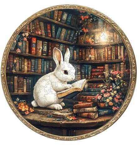 KaayeeWood Holzpuzzle Erwachsene,Magische Bibliothek Kaninchen Holzpuzzle,Einzigartige Wooden Puzzle Mit Geschenkbox,Geschenke für Erwachsene 14+