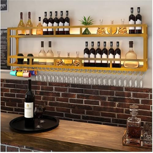 GOUZIBHD Schwimmende Glas Wein Display Holder,Weinregal zur Wandmontage mit Stielglasständer,Weinlagerregal,Weinpareite Display Rack für Zuhause,Restaurant,Bar(Size:100x25x54cm)