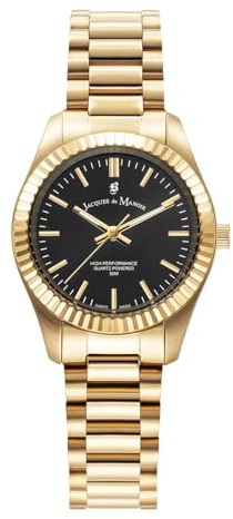 Jacques Du Manoir Inspiration Prime, Damen Armbanduhr, Quarz Analog, Edelstahl, 31mm, Edelstahlarmband, Farbe: Gold, 5 bar, Zifferblattfarbe: Weiß, JWL03908
