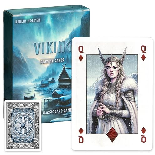 Berlin Hold'Em Viking Spielkarten - Pokerkarten, Nacht Blau, 56 Karten | Pokerkarten für Rommé, Skat & weitere Klassiker: 56 Karten, deutsches 310 g/m² Black-Core-Papier, Leinenfinish, 63 × 88 mm