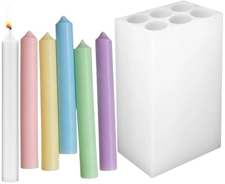 Formes Bougies Colonne - Moule Silicone 6 Alvéoles Fabrique Cierges Longs & Coniques | Outil Réutilisable Bricolage Pour Chandelles Effilées | Idéal Pour Atelier Maison, Fêtes Noces Anniversaire Créat