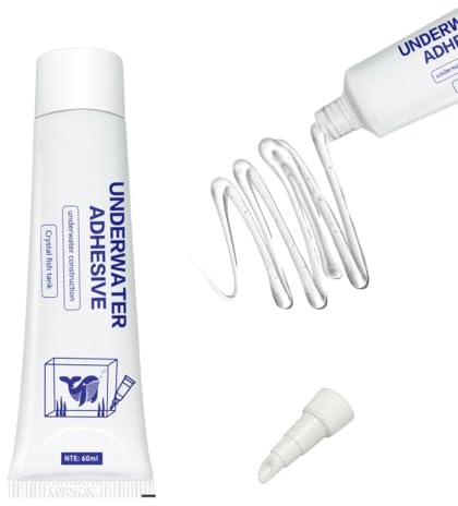 Aquarium Silikon 60g, Aquarium Silikon Transparent und Wasserdicht, Starker Klebstoff, für Aquarien, Fischbecken, Schwimmbecken, Teiche und Unterwassergeräte, mit 4 Klebstoffauftragsdüsen