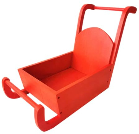 POPETPOP Newborn Photography Prop Christmas Decoration Sled Photo Shoot Posing Prop Wooden Red Sleigh for Boy and Girl Photoshoot