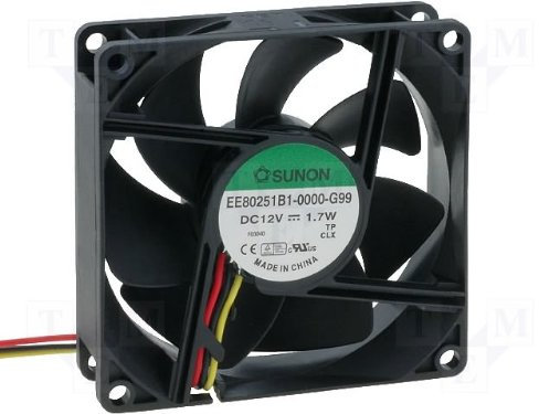 Sunon Lüfter 80x80x25mm EE80251B1-G99 DC 12V 3200 U/min 33dBA Kugellager 3 Litzen
