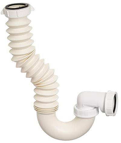 Wirquin 30720029 Sifón de fregadero con conexión de desagüe extensible, blanco