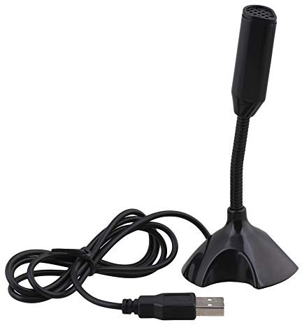 BQLZR Black Plastic 4.5V Digital USB Desktop Microphone with 1M Cable for PC Laptop