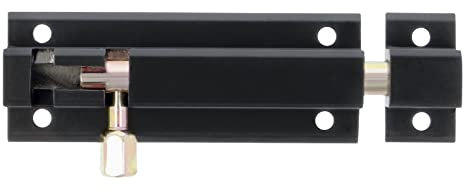 Amig - Pasador de Sobreponer - 200 x 30 mm - Adecuado en Puertas de Paso de Madera - Cantos Cuadrados - Pestillo para Baño, Dormitorio o Despacho - Cerrojo de Seguridad - Aluminio Negro