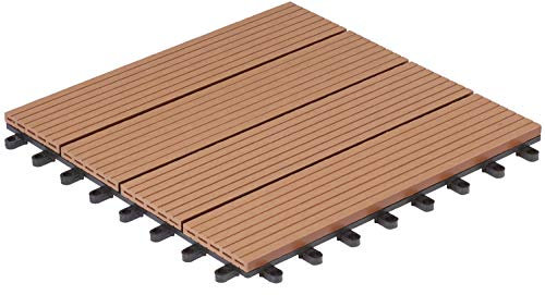 EVERFLOOR WPC Terrassen Fliesen Bodenfliese 10er-Set (ca. 0,9 m2), 30 x 30 cm, hellbraun, Hohlprofil
