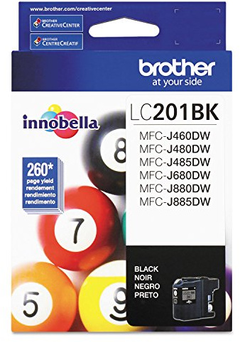 Brother Genuine Standard Yield Black Ink Cartridge, LC201BK, Replacement Black Ink, Page Yield up to 260 Pages, Amazon Dash Replenishment Cartridge
