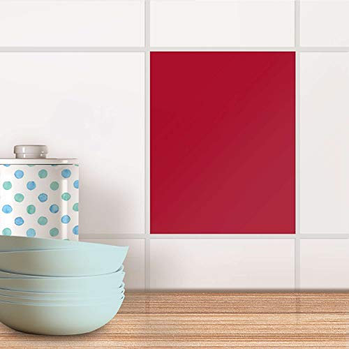 Küchenfolie I Dekor-Sticker Aufkleber Folie Fliesen-Folie Bad-Fliesen Wand Deko I 20x25 cm Design Motiv Rot Dark - 1 Stück