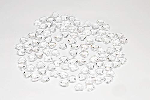 Creativery 100 Dekosteine Herzen 1,2 cm (klar/transparent) // Streudeko Tischdeko Kunststoffherzen Steine PVC Acryl 12mm
