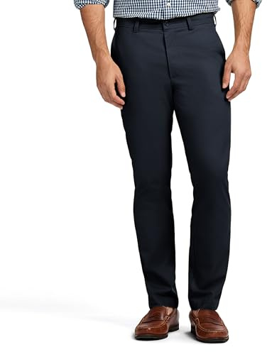Izod American Chino Flat Front Straight Fit Pantaloni da Uomo - Blu - 30W x 32L