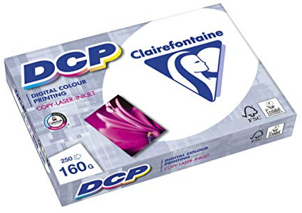 Clairefontaine Druckerpapier DCP in satiniertem Weiß / 4 x 250 Blatt in DIN A4 mit 160 Gramm / Premium Kopierpapier für farbintensiven Bilderdruck