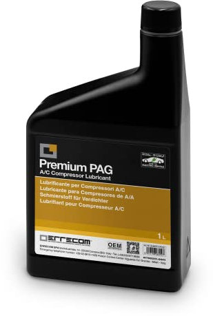 Errecom Premium PAG Universal, Lubrificante per Compressori A/C tradizionali o elettrici degli autoveicoli, funzionanti con GAS refrigerante R134a e R1234yf, viscosità 68, flacone da 1 L