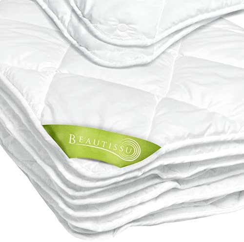 Beautissu Piumino Matrimoniale 4 stagioni in Microfibra 135x200cm - piumino letto matrimoniale 4 stagioni - coperta anallergica BeauNuit JD - formata da 2 trapuntini con bottoni a pressione