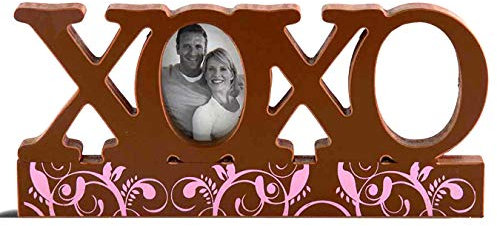 K&K Interiors 60062B brauner XOXO Ausschnitt Tischplatte mit Foto, Holz-MDF